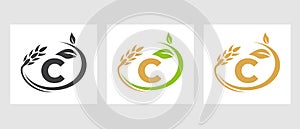 Letter C Agriculture Logo. Agribusiness, Eco-farm Design Template