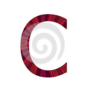 Letter C of the alphabet made with pink radiate from the center
