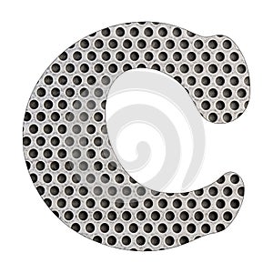 Letter C of the alphabet - Stainless steel punched metal sheet