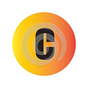 Letter C With black impact font in orange gradation circle