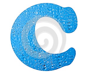 Letter C, Blue water drops - White background