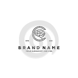 Letter c brain logo design vector