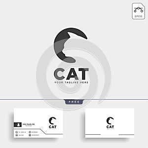 letter C cat pet animal type logo template vector icon