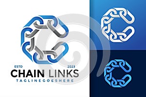 Letter C Chain Links logo design vector symbol icon illustration