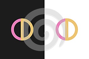 Letter C, and D combine unique logo vector illustration. CD letter mark logo template