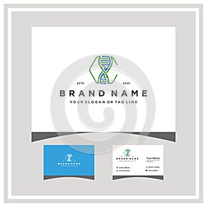 Letter c DNA logo design with business card vector