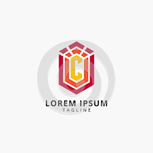 LETTER C HEXAGON INITIAL LOGO VECTOR TEMPLATE