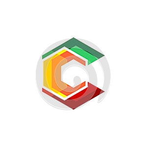 Letter C hexagon simple logo icon design vector.