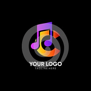 Letter C Initial Music Logo Design Vector Icon Graphic Emblem Illustration