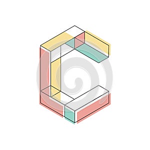 Letter C isometric logo design.