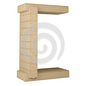 Letter C from laminated veneer lumber