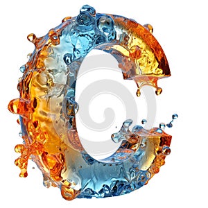 Letter C Liquid font gel alphabet capital character isolated on white transparent