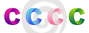 Letter C logo in four different colors