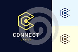 The letter C logo with a modern shape represents connection or technology