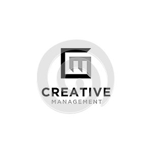 Letter c m and curva logo creative marketing vector logo template photo