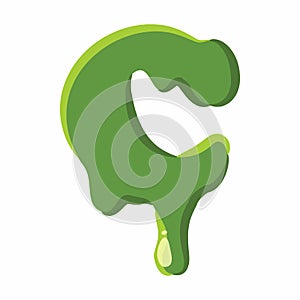 Letter C made of green slime