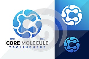 Letter C Molecule Tech Symbol Logo Icon Vector Design Illustration