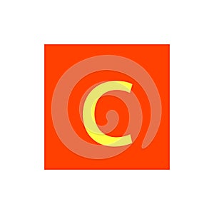 Letter C in orange color box