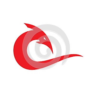 Letter C with red dragon logo design vector graphic symbol icon sign illustration creative idea