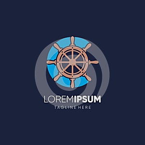 Letter C Ship Steering Wheel Logo Design Vector Icon Graphic Emblem Illustration