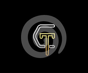 letter C and T, CT, TC, overlapping interlock logo