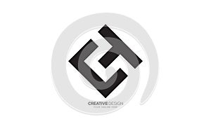 Letter C T or T C rectangle cube shape monogram flat simple logo