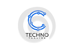 Letter C technology logo. modern symbol