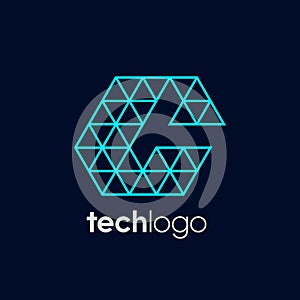 Letter C Triangle Polygon Tech Logo
