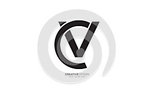 Letter C V creative shape monogram simple logo