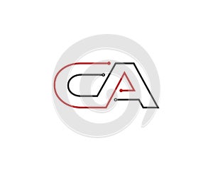 Letter CA Technology and Network connection Logo concept.