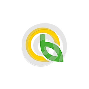 letter cb leaf circle shape logo vector