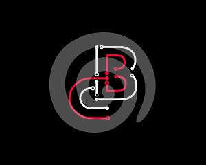 Letter CB Technology and Network connection Logo concept.