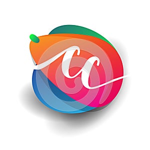 Letter CC logo with colorful splash background, letter combination logo design for creative industry, web, business and company