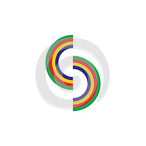 Letter cc rainbow stripes logo vector