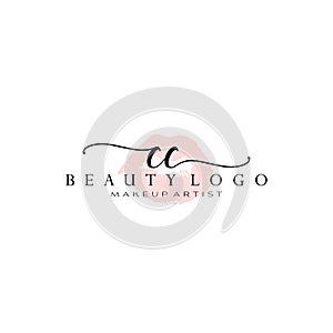 Letter CC Watercolor Lips Premade Logo Design, Logo for Makeup Artist Business Branding, Blush Beauty Boutique Logo Design,