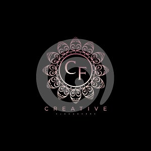 Letter CF Elegant initial logo Lotus vector