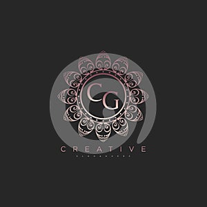 Letter CG Elegant initial logo Lotus vector