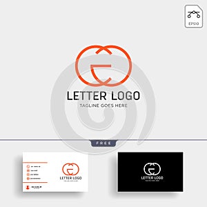 letter cg initial logo template with business card - vector