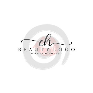 Letter CH Watercolor Lips Premade Logo Design, Logo for Makeup Artist Business Branding, Blush Beauty Boutique Logo Design,