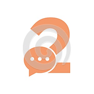 Letter 2 Chat Communicate Logo Design Concept With Bubble Chat Symbol
