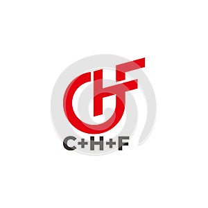 letter chf simple geometric loop line logo vector