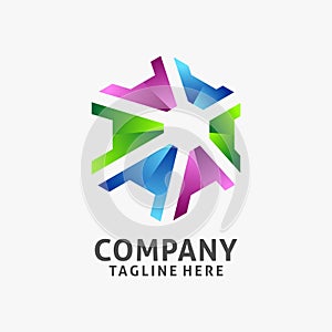 Letter A circular hexagonal logo design