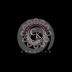 Letter CK Elegant initial logo Lotus vector