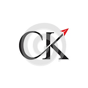 Letter ck motion arrow logo vector