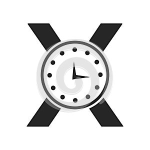 Letter X Clock Logo Design Vector Template