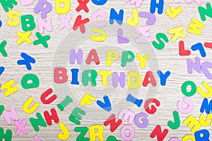 Letter cluster with message Happy Birthday