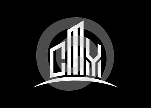 Letter CMY building vector monogram logo design template. Building Shape CMY logo.