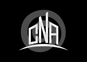 Letter CNA building vector monogram logo design template. Building Shape CNA logo.