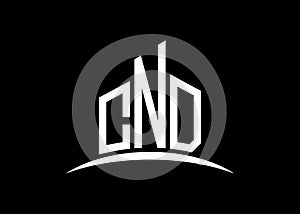 Letter CND building vector monogram logo design template. Building Shape CND logo.