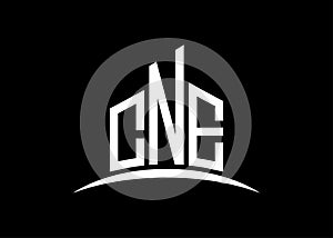Letter CNE building vector monogram logo design template. Building Shape CNE logo.